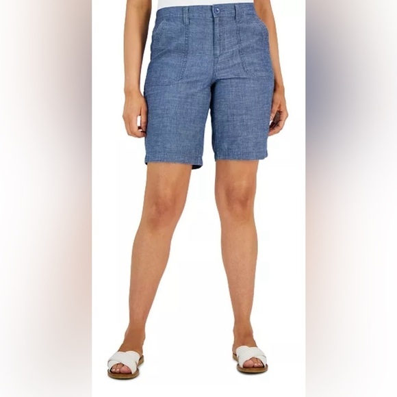 Karen Scott Chambray Shorts Size 18 - Picture 1 of 5